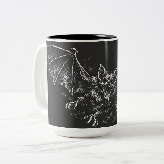 Swooping Bat - von BurnsInHell Zweifarbige Tasse (Vorderseite Links)