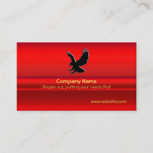 Swooping schwarzes Eagle auf rotem Chromblick Visitenkarte (Vorderseite)