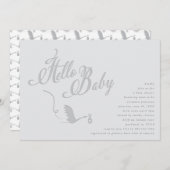 Swooping Stork Baby Dusche Einladung (Vorne/Hinten)