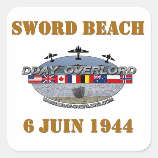 Sword Beach 1944 Quadratischer Aufkleber (Vorderseite)