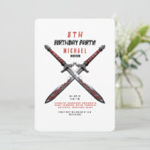 Sword Birthday Party Rounded Invasion Einladung (Stehend Vorderseite)