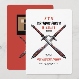 Sword Birthday Party Rounded Invasion Einladung