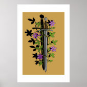 Sword & Clematis – Medieval Floral Blade  Poster (Vorne)