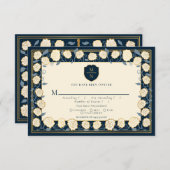 Sword & Shield Fantasy Wedding RSVP Blue Begleitkarte (Vorne/Hinten)