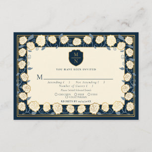 Sword & Shield Fantasy Wedding RSVP Blue Begleitkarte