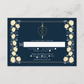 Sword & Shield Fantasy Wedding RSVP Blue Begleitkarte (Vorderseite)