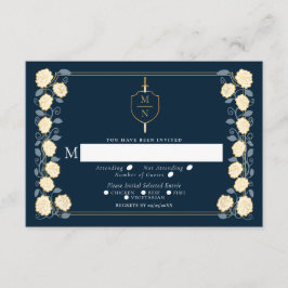 Sword & Shield Fantasy Wedding RSVP Blue Begleitkarte