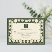 Sword & Shield Fantasy Wedding RSVP Green Begleitkarte (Stehend Vorderseite)