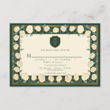Sword & Shield Fantasy Wedding RSVP Green