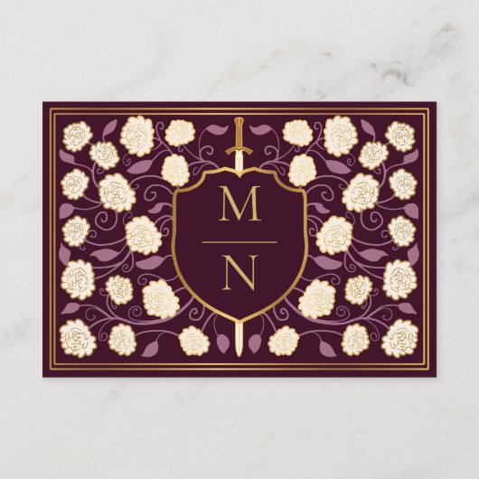 Sword & Shield Medieval Fantasy Wedding RSVP Begleitkarte (Rückseite)