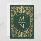 Sword & Shield Mittelalterliche Fantasy-Monogramm- Einladung (Rückseite)