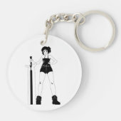 Swordswoman Anime Girl Schlüsselanhänger (Rückseite)
