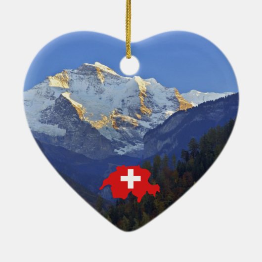 Swtzerland Jungfrau und Flagge Keramik Ornament (Hinten)