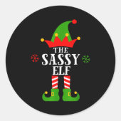 Sy Elf Funny Matching Family Group Christmas Pajam Runder Aufkleber (Vorderseite)