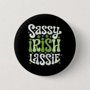 Sy Irish Lie St Patricks Day Women Girls Kleeblatt Button