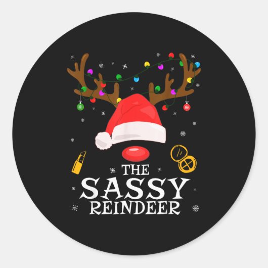 Sy Reindeer Family Matching Christmas Sy Women Gir Runder Aufkleber (Vorderseite)