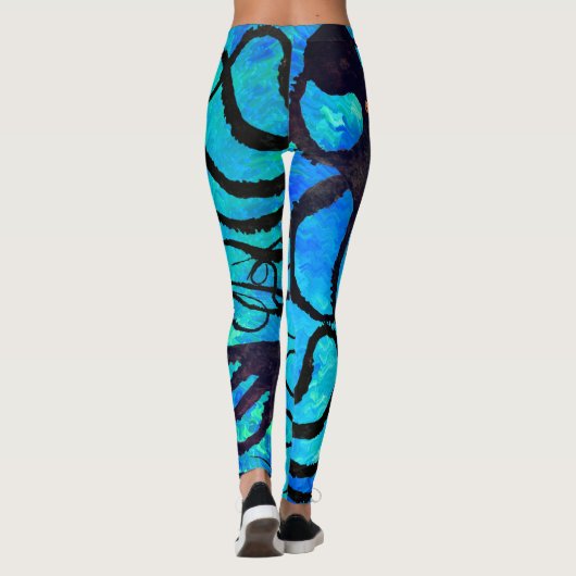 Sybilles Krake auf Aqua - Leggings (Rückseite)