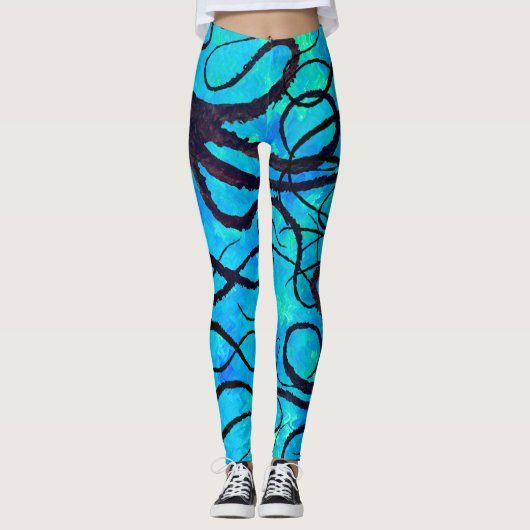 Sybilles Krake auf Aqua - Leggings (Vorderseite)