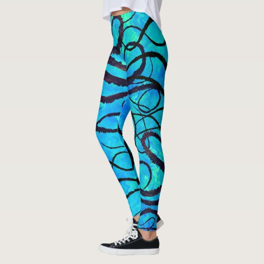 Sybilles Krake auf Aqua - Leggings (Links)