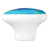 Sybilles Krake auf blauem L - Keramik-Griff Keramikknauf (Seitenansicht)