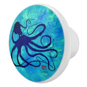 Sybilles Krake auf blauem L - Keramik-Griff Keramikknauf (Rechts)