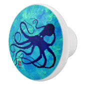 Sybilles Krake auf blauem R - Keramik-Griff Keramikknauf (Rechts)