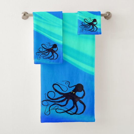 Sybille's Octo on Blue Green - Badetuch Set (Insitu)