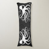 Sybille's Octopus on Gray - Body Pillow Seitenschläferkissen (Vorderseite Vertikal)