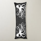 Sybille's Octopus on Gray - Body Pillow Seitenschläferkissen (Rückseite (Vertikal))