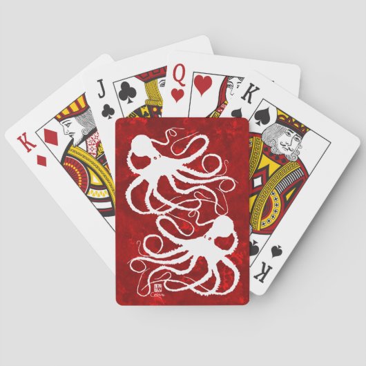 Sybille's Octopus On Red - Bicycle Playing Cards Spielkarten (Rückseite)