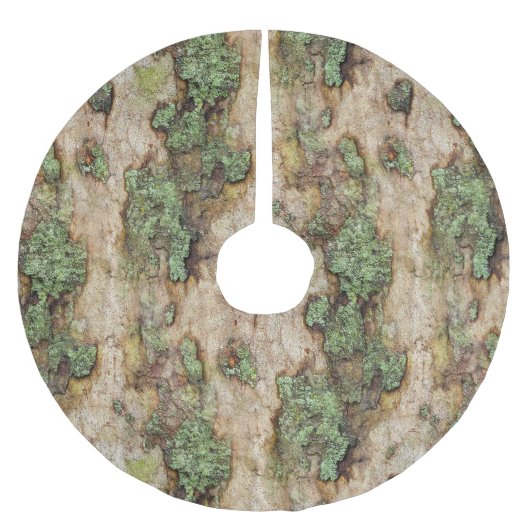 Sycamore Tree Bark Moss Lichen Polyester Weihnachtsbaumdecke (Vorderseite)