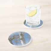 Sycamore Tree gegen Winterhimmelelemente Untersetzer (Seite)