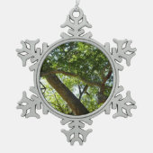 Sycamore Tree Green Nature Schneeflocken Zinn-Ornament (Vorderseite)