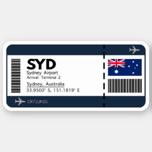 SYD Sydney Boarding Pass - Australien Ticket Aufkleber