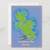 Sydkoster Schweden Vintage Karte Reiseplakat. (Rückseite)