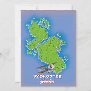 Sydkoster Schweden Vintage Karte Reiseplakat.