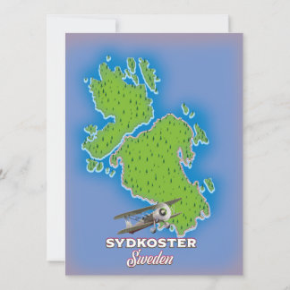 Sydkoster Schweden Vintage Karte Reiseplakat.