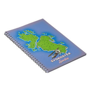 Sydkoster Schweden Vintage Karte Reiseplakat. Notizblock