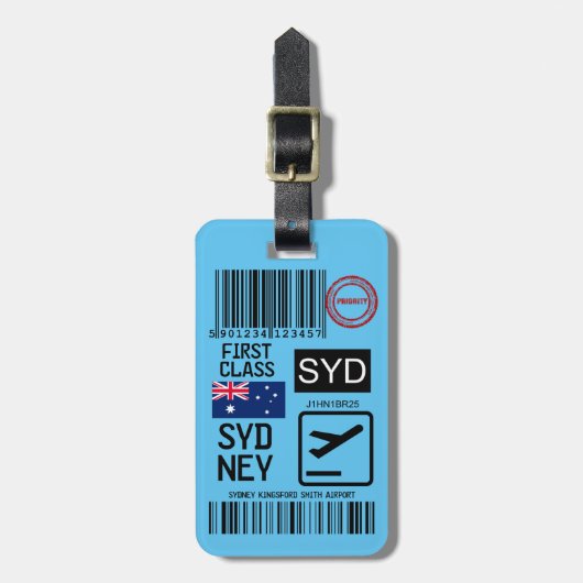 Sydney airport travel tag gepäckanhänger (Vorderseite vertikal)