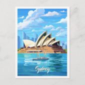 Sydney Australia Art Vintage Travel Illustration Postkarte (Vorderseite)