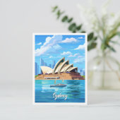 Sydney Australia Art Vintage Travel Illustration Postkarte (Stehend Vorderseite)