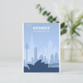 Sydney Australia Blue Vintage Travel Postkarte (Stehend Vorderseite)