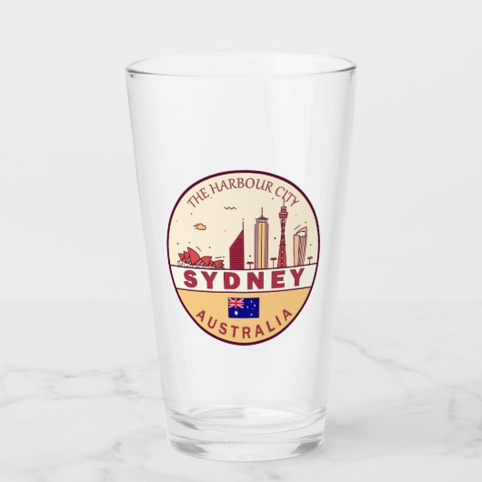 Sydney Australia City Skyline Emblem Glas (Vorderseite)