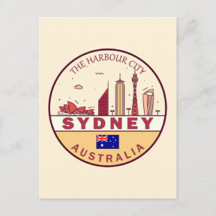 Sydney Australia City Skyline Emblem Postkarte