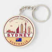 Sydney Australia City Skyline Emblem Schlüsselanhänger (Rückseite)