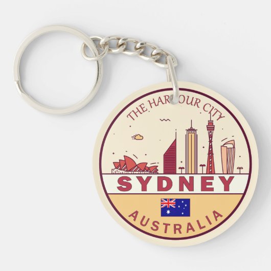 Sydney Australia City Skyline Emblem Schlüsselanhänger (Vorderseite)