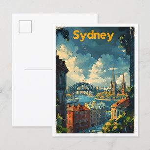 Sydney Australia Classic Retro Vintage Travel Postkarte