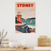 Sydney, Australia Lighthouse Vintage Travel Poster (Küche)