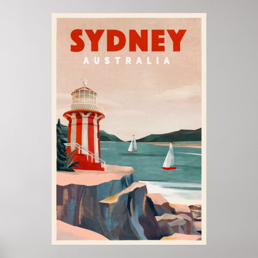 Sydney, Australia Lighthouse Vintage Travel Poster (Vorne)