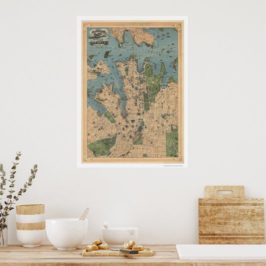 Sydney Australia Map 1922 Poster (Küche)